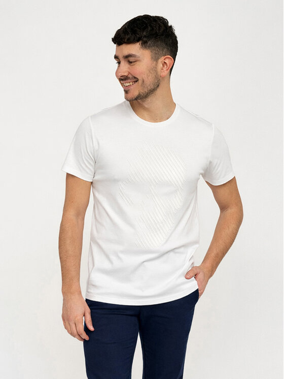 VILLARO VILLARO T-Shirt TSH047VIM Biały Regular Fit