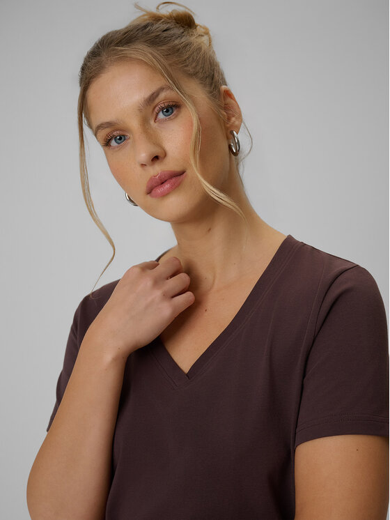 4F 4F T-Shirt BASIC+ Brązowy Regular Fit