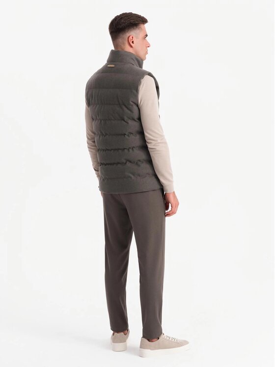 Ombre Ombre Kamizelka OM-JAVJ-0200 Khaki Regular Fit