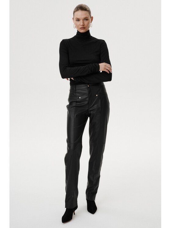 MARI PRETI MARI PRETI Pantaloni di pelle Arvella Nero Regular Fit