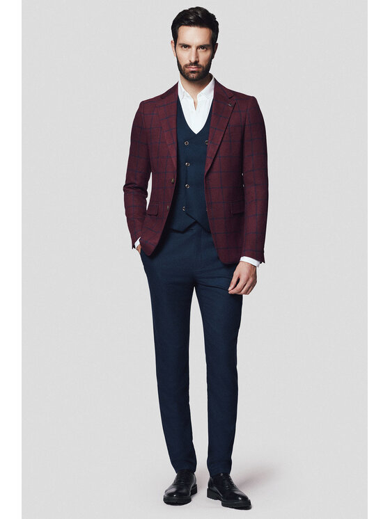 Lancerto Lancerto Marynarka Scafati MA131224000003 Bordowy Slim Fit