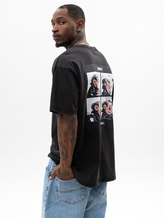Smerfy Smerfy T-Shirt Koszulka Z Krótkim Rękawem Oversize Męska Sprana Czarna Smerfy Gargamel Story M Czarny Oversize