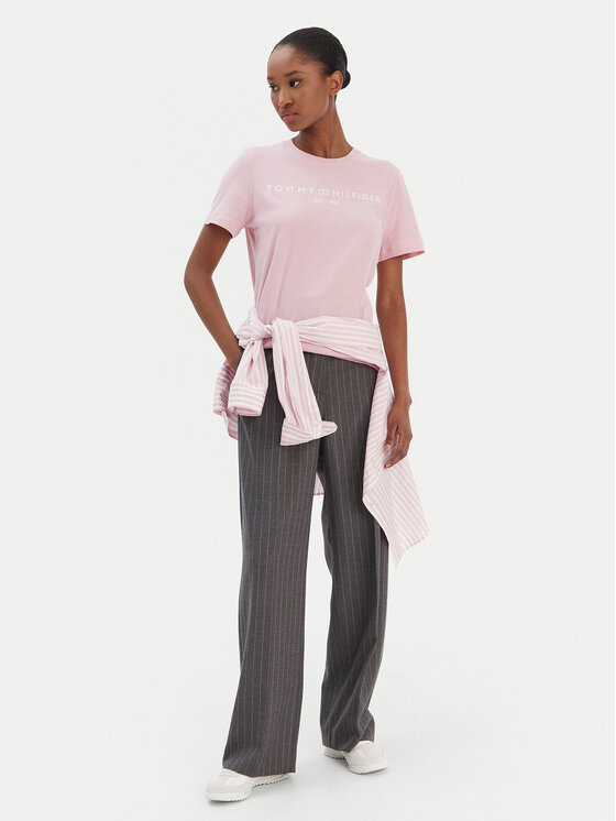 Tommy Hilfiger Tommy Hilfiger Majica Logo WW0WW40276 Roza Regular Fit