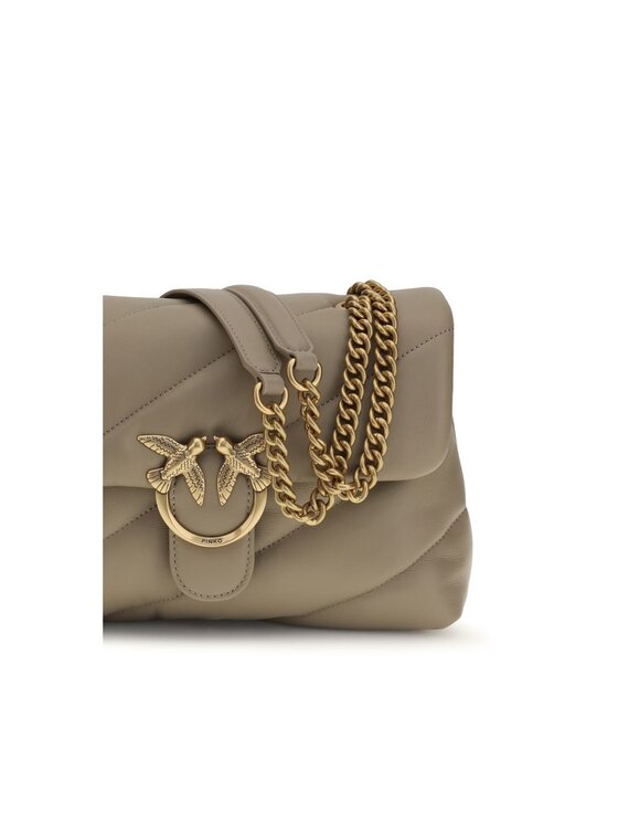 PINKO PINKO Torebka Gray Calf Leather Bos Taurus Shoulder Szary