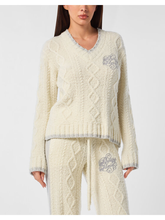 PHILIPP PLEIN PHILIPP PLEIN Sweter 27259 Biały Regular Fit