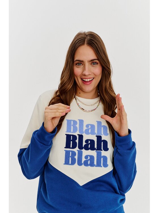 NAOKO NAOKO Mikina Blah Blah Blah Modrá Regular Fit