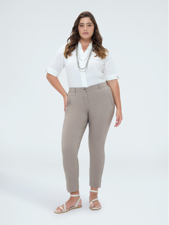 Fiorella Rubino Fiorella Rubino Spodnie materiałowe P031L002379N012 Kremowy Regular Fit