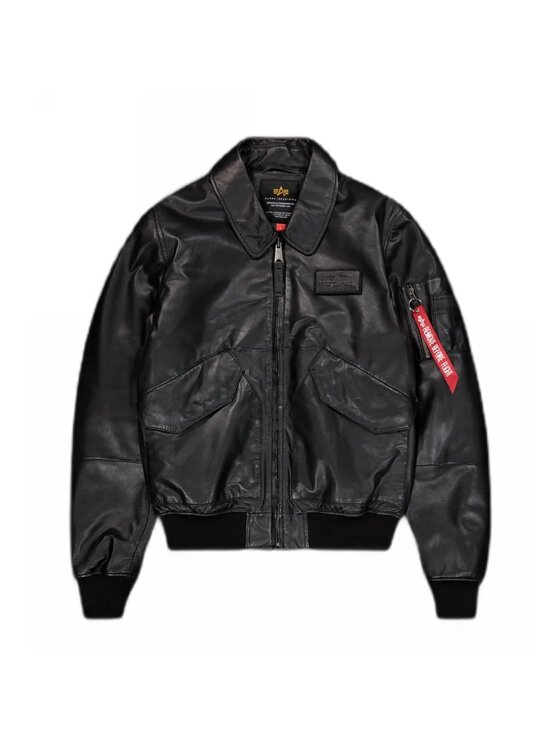 Alpha Industries Alpha Industries Kurtka skórzana AI.266106 Czarny Regular Fit