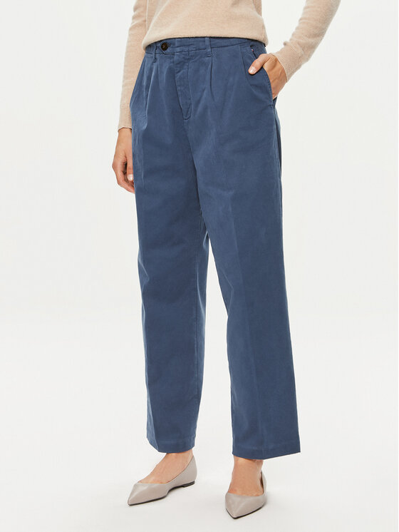Tommy Hilfiger Bavlnené nohavice WW0WW42233 Modrá Relaxed Fit