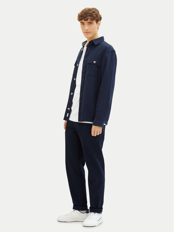 Tom Tailor Denim Tom Tailor Denim Тениска с яка и копчета 1040465 Бял Regular Fit