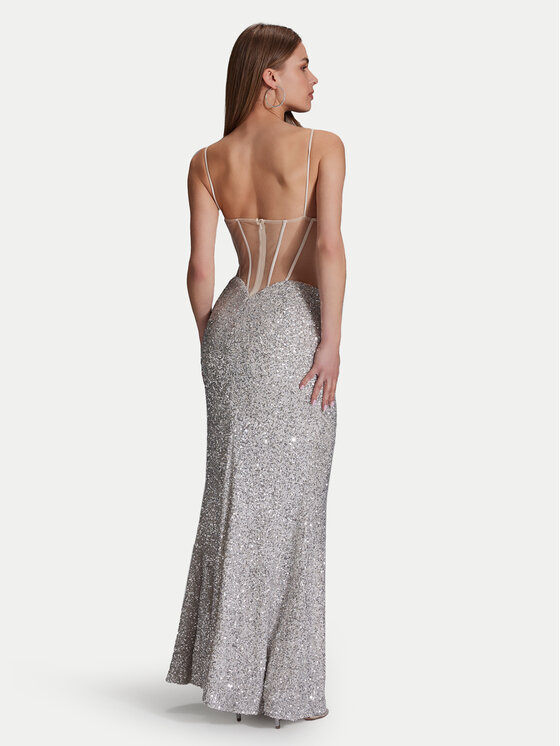 Hey Kyla Hey Kyla Rochie de seară 5AG070HK Argintiu Slim Fit