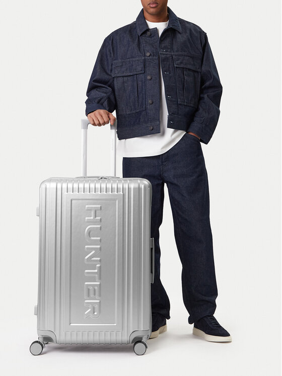 Hunter Hunter Velik kovček CEO-HUNTER-L-002-08-SILVER Srebrna