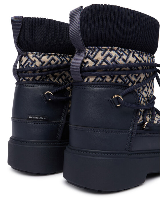 Tommy Hilfiger Tommy Hilfiger Stivali da neve Monogram Water Resist Snow Boot FW0FW09491 Blu scuro