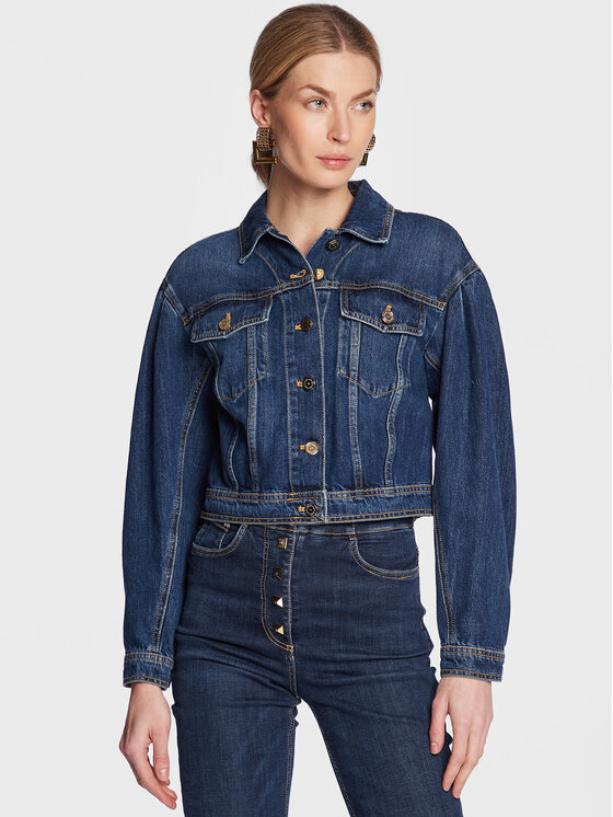 Elisabetta Franchi Jeans jakna BJ-16D-31E2-V540 Mornarsko modra Loose Fit