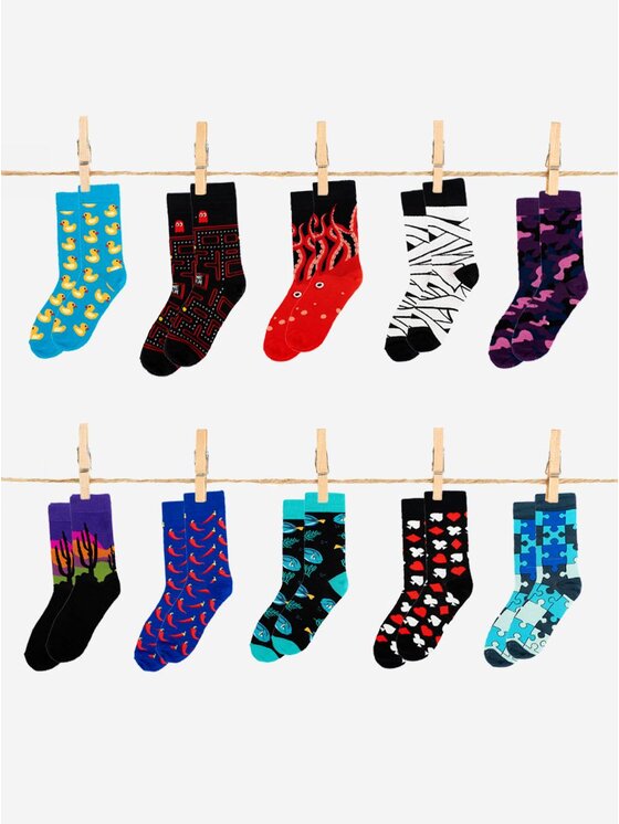 Urban Socks Urban Socks Zestaw 10 par wysokich skarpet męskich Zestaw 10 Par Skarpet Urban Socks Set Mix ML13 41-46 Kolorowy