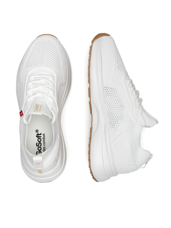 Dwa buty sportowe widziane z góry, jeden bokiem, drugi od góry.