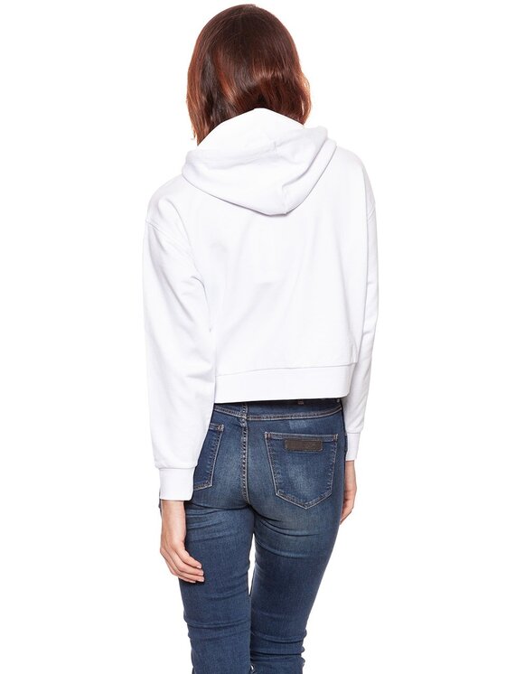 Wrangler Wrangler Felpa CROPPED HOODY Bianco Regular Fit