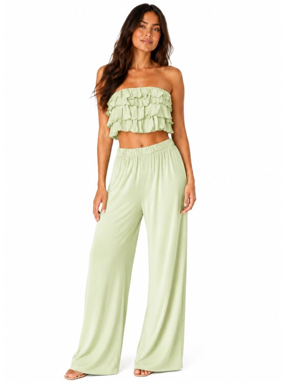 Agatha Studio Agatha Studio Komplet bluzka i spodnie A26LS-KA-K46 Zielony Classic Fit