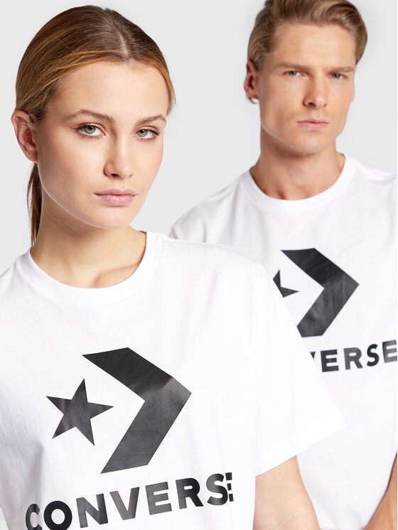 Converse Converse T-Shirt Unisex Star Chevron 10024067-A02 Biały Regular Fit
