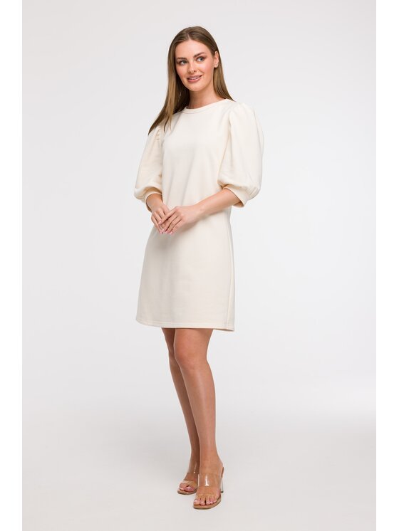 BeWear BeWear Sukienka letnia B291 Kremowy Comfortable Fit