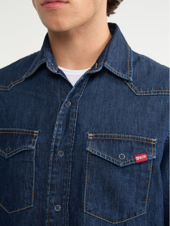 BIG STAR BIG STAR Koszula jeansowa CHUCK_761 Granatowy Basic Fit