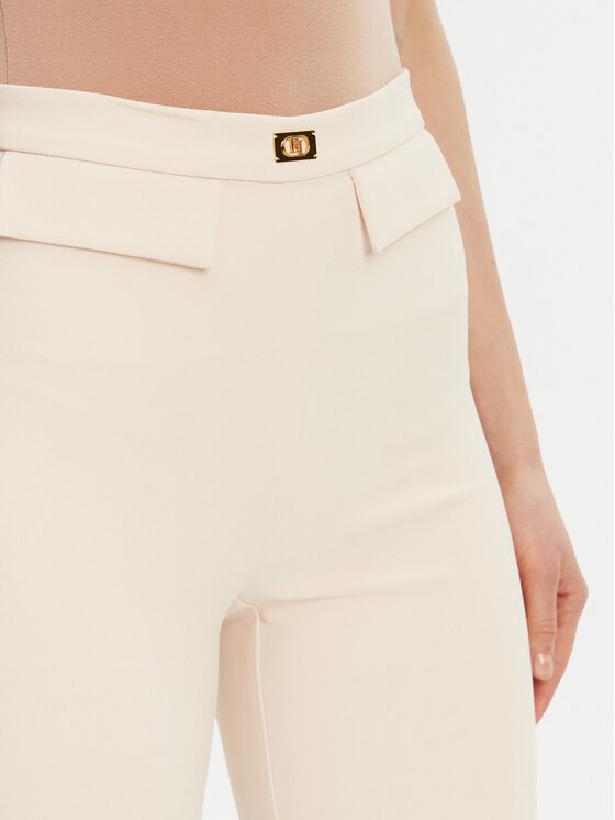 Elisabetta Franchi Elisabetta Franchi Bavlnené nohavice PA-077-51E2-V320 Écru Regular Fit