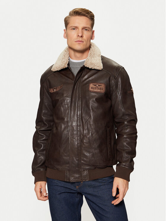 Mustang Mustang Lederjacke Sheep Vatika Veg 310-23-154 Braun Regular Fit