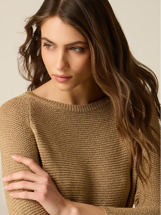 Oltre Oltre Sweter M036J005338N008 Złoty Regular Fit