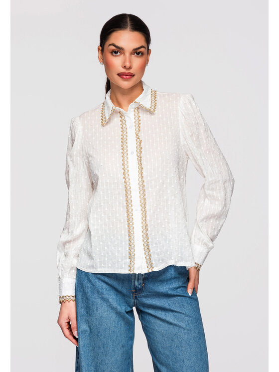 Ombre Ombre Koszula OW-SH-E0021 Biały Slim Fit