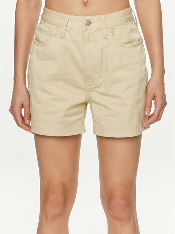 Calvin Klein Jeans Bavlnené šortky J20J223135 Béžová Mom Fit