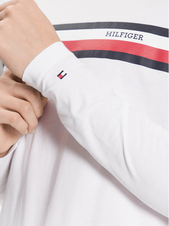 Tommy Hilfiger Tommy Hilfiger Longsleeve MW0MW32366 Biały Slim Fit