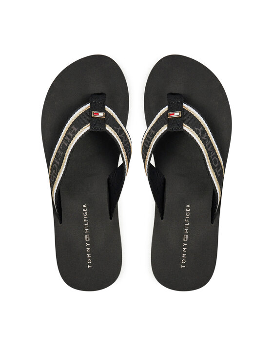 Tommy Hilfiger Tommy Hilfiger Zehentrenner Im Hilfiger Beach Sandal FW0FW08015 Schwarz