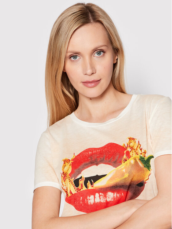 T-shirt W2YI03 K9SN1 Beige Regular Fit