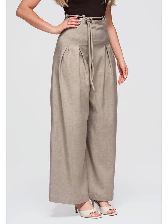 Ombre Ombre Spodnie materiałowe OW-PA-E0014 Brązowy ciemny Relaxed Fit