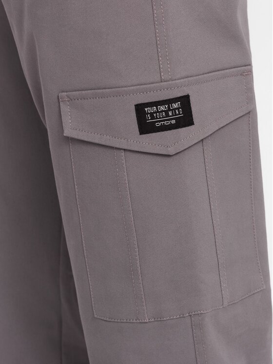 Ombre Ombre Kalhoty z materiálu OM-PACG-0189 Šedá Regular Fit