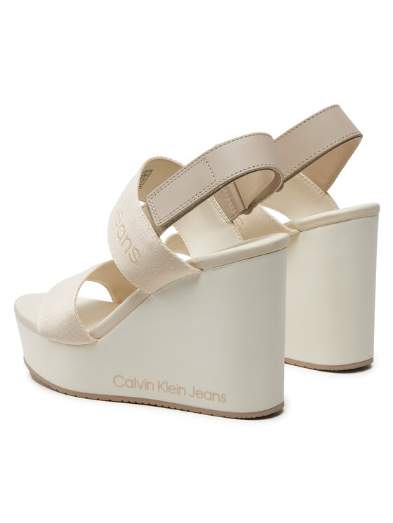 Calvin Klein Jeans Calvin Klein Jeans Sandalen Wedge Sandal Webbing In Mtl YW0YW01479 Écru