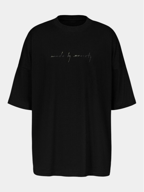 MADE BY SOCIETY MADE BY SOCIETY T-Shirt Tricou ISOMETRIC WIDE - T17303 Czarny Basic Fit