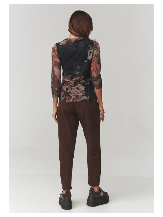 Makadamia Makadamia Bluzka C18 Brązowy A-Line Fit