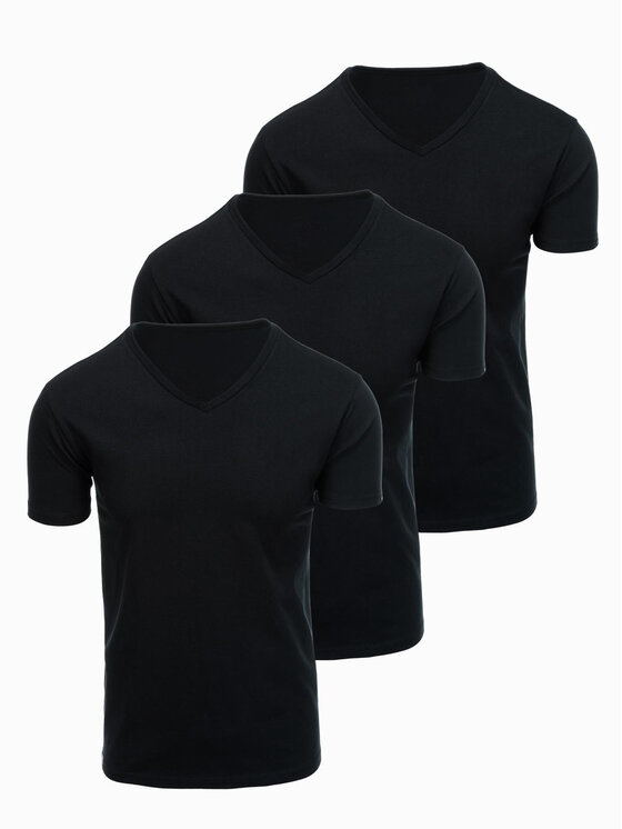 Ombre Ombre Komplet t-shirtów OM-TSBS-0281 Czarny Regular Fit