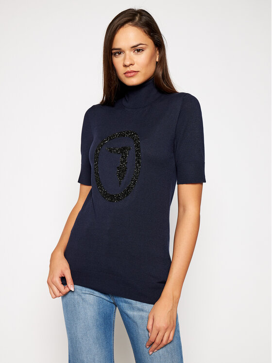 Trussardi Trussardi Bluză cu gât 56M00324 Bleumarin Regular Fit