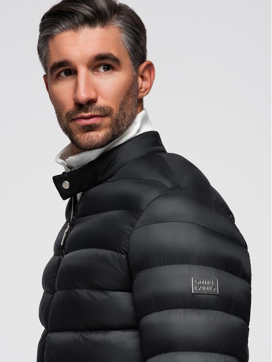 Ombre Ombre Kurtka przejściowa OM-JALP-0261 Czarny Regular Fit
