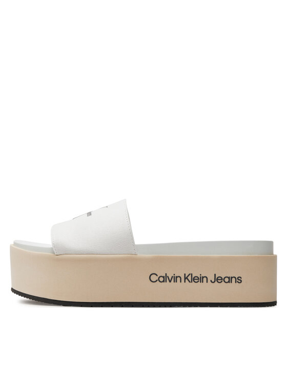 Calvin Klein Jeans Calvin Klein Jeans Nazouváky Flatform Sandal Met YW0YW01036 Écru