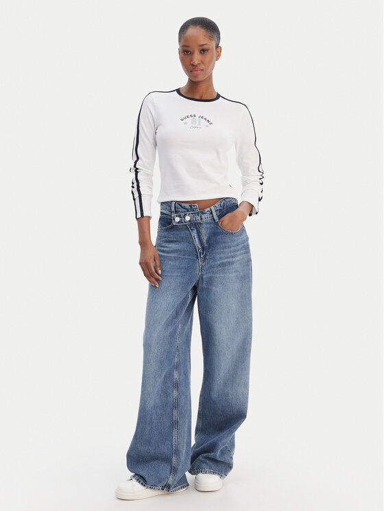 Guess Jeans Guess Jeans Blúzka W6RI17 J1314 Biela Regular Fit