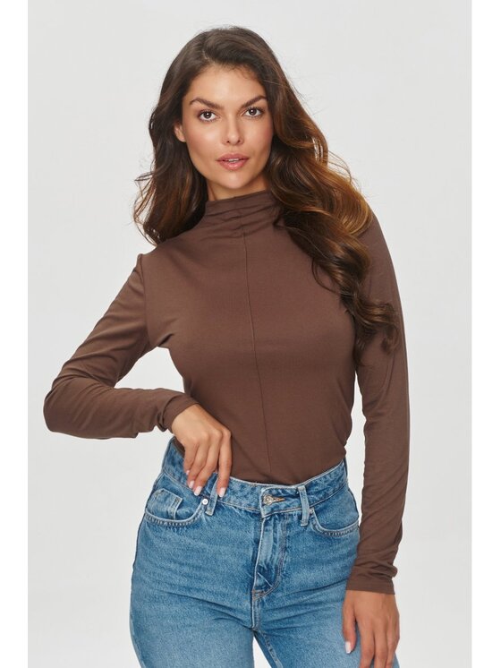 Makadamia Makadamia Bluzka M840 Brązowy Shaped Fit