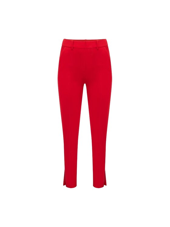 La Mania La Mania Kalhoty z materiálu NEW AIMIE RED Červená Classic Fit