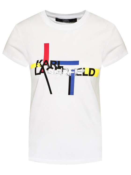 KARL LAGERFELD KARL LAGERFELD Тишърт Bauhaus Logo 201W1719 Бял Regular Fit
