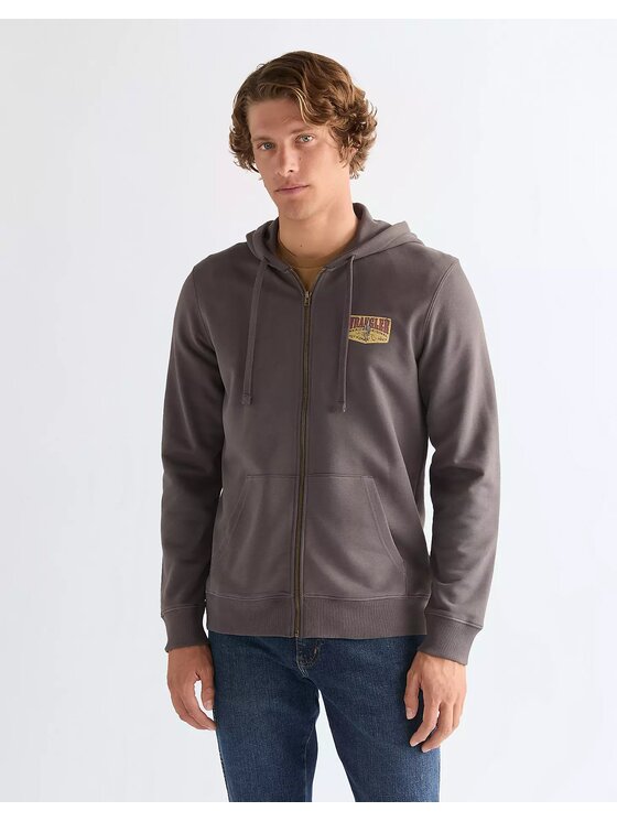 Wrangler Wrangler Bluza GRAPHIC ZIP HOODIE Szary Regular Fit