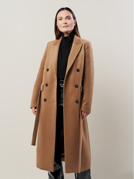 BEIGE BEIGE Płaszcz wełniany DIPLOMATO.NUT Beżowy Regular Fit
