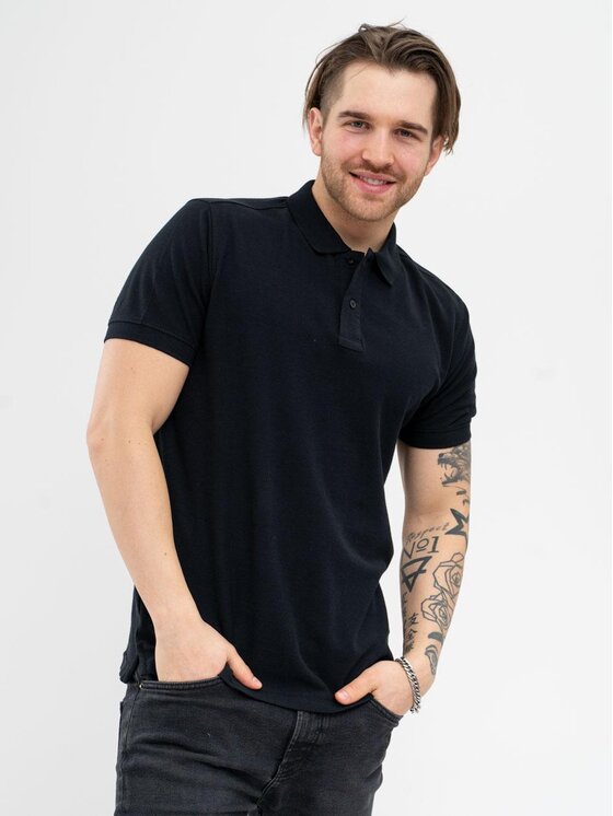 Jigga Wear Jigga Wear Polo Koszulka Polo Z Krótkim Rękawem Męska Czarna Jigga Wear Classic 3XL Czarny Regular Fit
