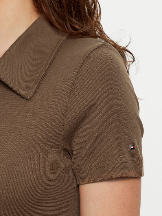 Tommy Hilfiger Tommy Hilfiger Polo WW0WW44446 Smeđa Slim Fit